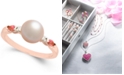 Macy's Pink Cultured Freshwater Pearl (7mm), Pink Tourmaline (1/5 ct. t.w.) & Diamond Accent Ring in 14k Rose Gold